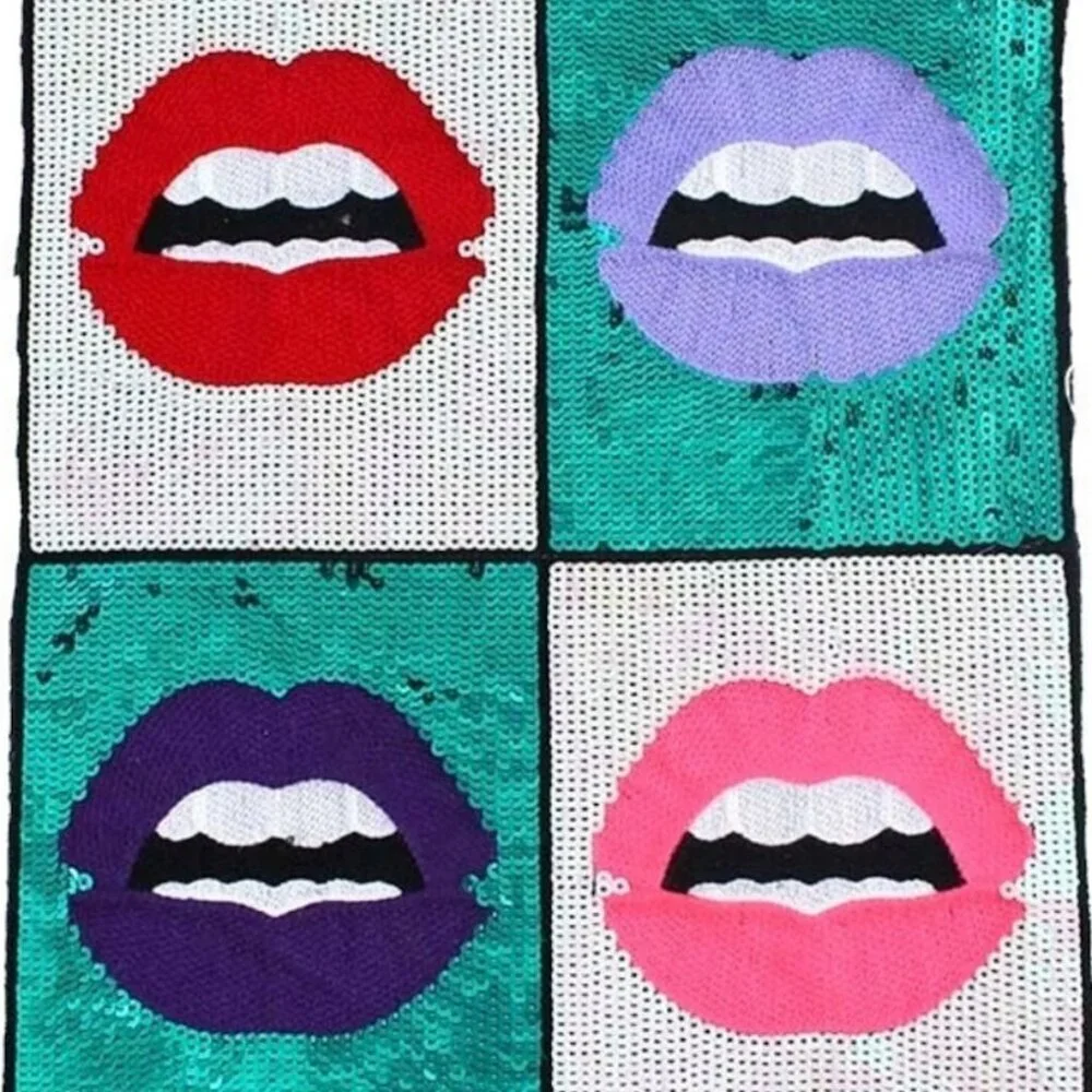 Lot of 5 Large Misc. Sequined Iron on Patches